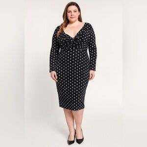 Missord Polka Dot Midi Dress 4X Cowl Neck Retro Pinup Wiggle Plus Size